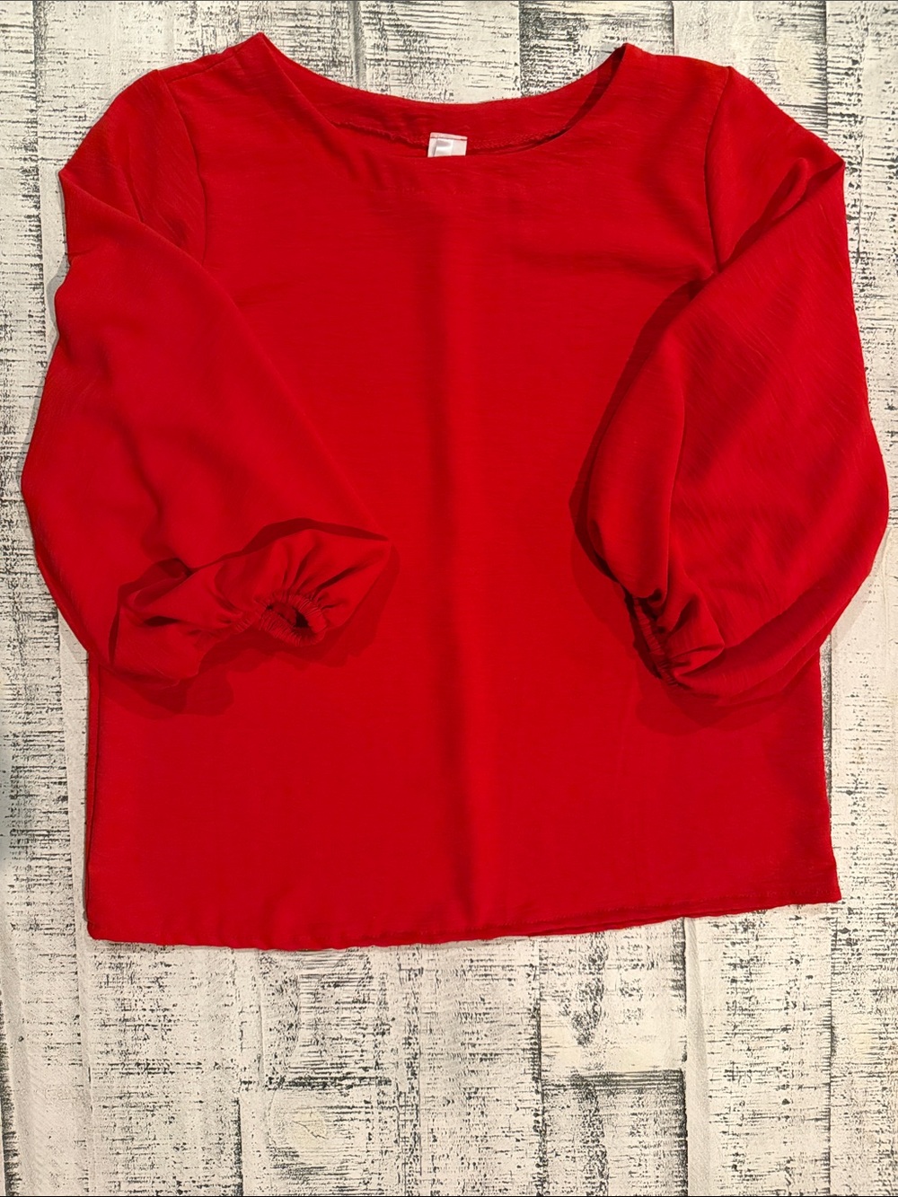 Acting Pro Red Puff-Sleeve Blouse